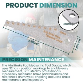 Zookpr Mini Tech Gauge 32nds Brake Pad Measuring Tool