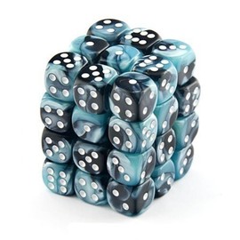 Chessex Dice d6 Sets: Gemini Black & Shell with White - 12mm Six Sided Die (36) Block of Dice