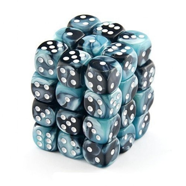 Chessex Dice d6 Sets: Gemini Black & Shell with White