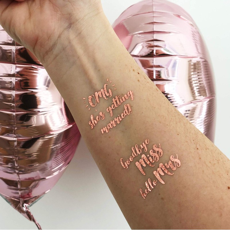 Rose Gold Hen Party Temporary Tattoos - Pack of 45