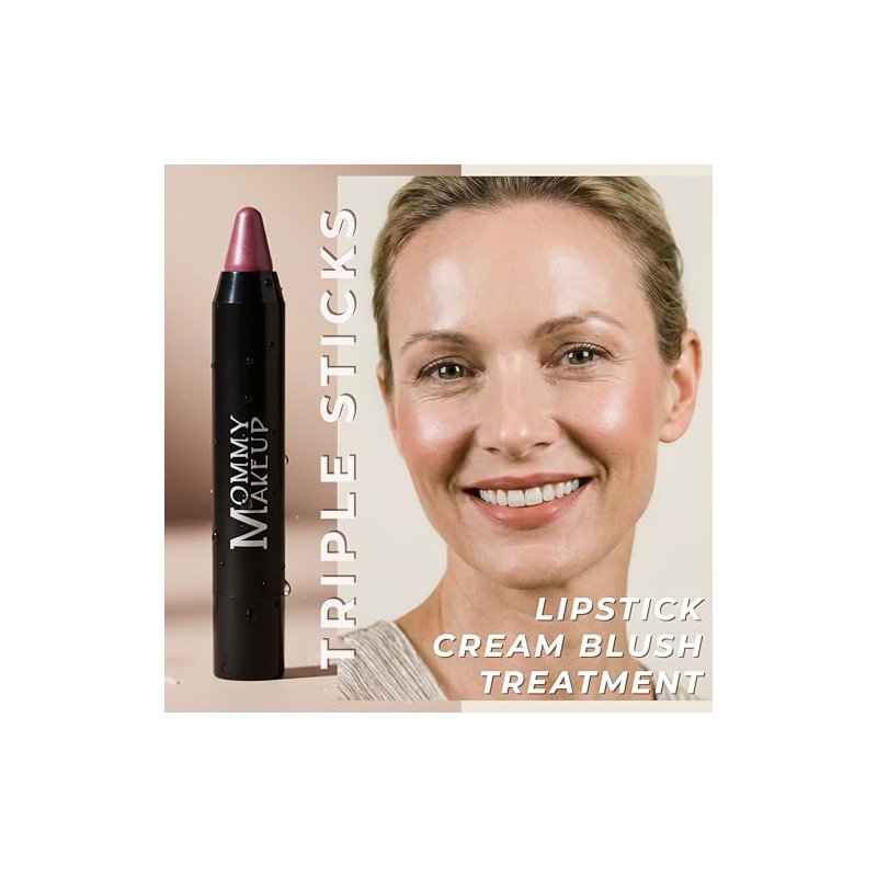 Lápiz Labial Triple Sticks, Rubor en Crema y Tratamiento Todo
