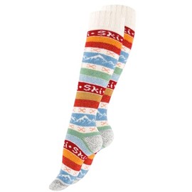 STARK SOUL Ski Socks HYGGÈ with Wool - Knee Socks, Wool White-Red