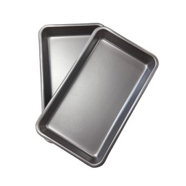 2X 33cm Baking Oven Roasting Trays, Superior Double Coated Non Stick, Made in England