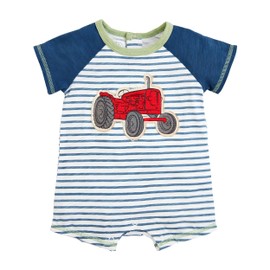 Mud Pie Baby Boy Printed Tractor Shortall; 3-6 Months