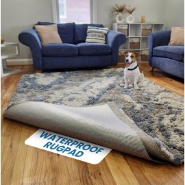 Waterproof Rug Pad, 3x5 ft (3/8" Thick) - Non-Slip Cushioned Pad for Area Floors - Washable, Pet-Friendly, Protects Floors from Spills and Accidents, Scratch-Resistant Rug Underlay