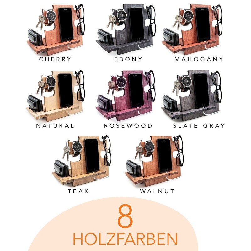 Personalisierte Docking Station Holz – Geschenk für Männer zum Geburtstag
