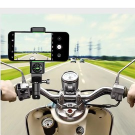 FUXINGQIYE Motorcycle Phone Holder,Bike Handlebar Cell Phone Clamp,1080° Rotation & with Compass, for 4.5-7.0 inches Smartphones