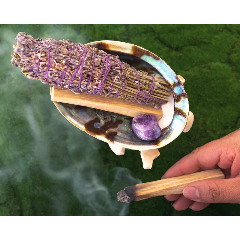 Spiritual Items - Lavender Flower Smudge Stick ~ Abalone Shell