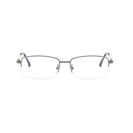 Fullwosing Blue light filter glasses, short-sighted half-rim metal glasses, 0.50 to -6.00 dioptre, long-distance glasses, women and men, metallic