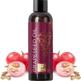 Pure Grapeseed Oil for Hair, Face  Acne - Cold Pressed  100 Pure for Highest Efficacy - Great Massage Oil Base - Use to Prevent Aging  Wrinkles - 4...