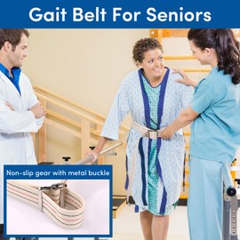 Transfer and Gait Belt with Metal Buckle - 60 Inch, Walking, Standing and Transfer Assist Aid for Seniors, Elderly Patients, Caregiver, Nurse, Therapist (Beige)