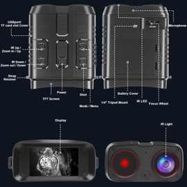 Night Vision Goggles, 3'' Large Screen Night Vision Binoculars for Adults, Infrared Binoculars with 32GB TF Card for Photos and Videos