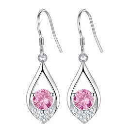 925 Sterling Silver Dangle Earrings for Women Nickel Free Hypoallergenic Earrings for Women Trendy Fashion Heart Dangle Drop Sparkly Crystal Earrings for Women