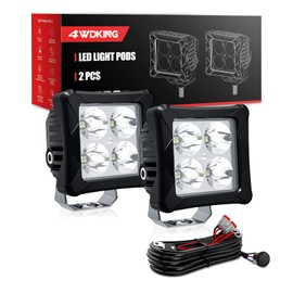 4WDKING LED Pods Spot Lights with DT Wiring Harness 3 Inch 40W LED Off-Road Cube Light Square Work Light Bar Truck Fog Lamp Tail Light Ditch Lights for Truck Jeep Cars Wrangler ATV UTV Boat