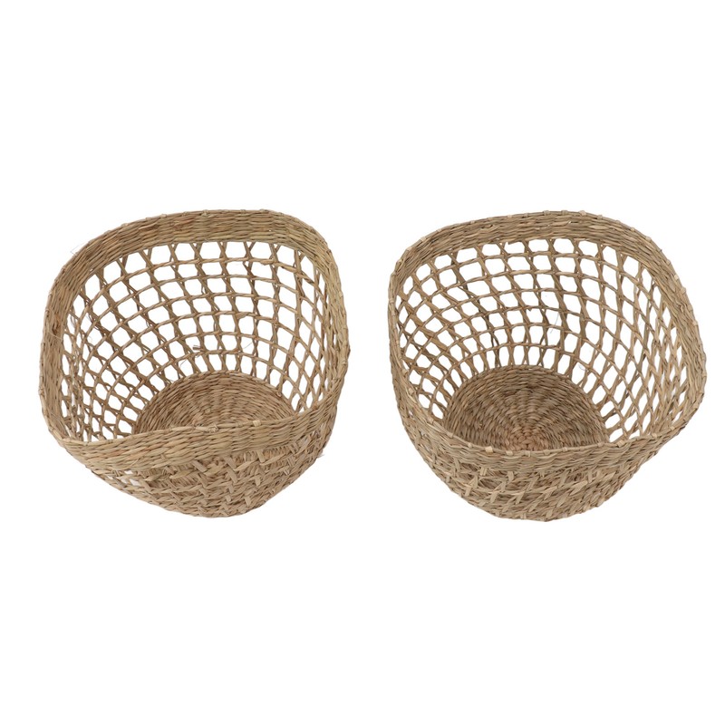 2PCS Woven Basket Handwoven Sea Grass Storage Basket for Flower