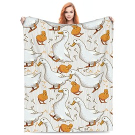Cute Ducks Blanket Duck Print Gift for Kids Ducks Lover Soft Flannel Plush Throws Lightweight Fluffy Decorative Quilt for Couch Sofa Couch Living Room Bed Camping Travel Decoration Decor 80"x 60"