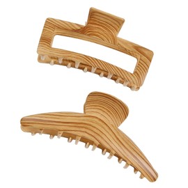 Claw Clips for Women, Claw Clips for Thick Hair Large Claw Clips for Hair Barrette Jaw Clamps Cute Half Bun Hair Pins for Women Thin Hair Christmas Wood Grain Metal Hair Accessories