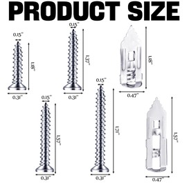 LEIFIDE 490 Pcs Self Drilling Drywall Anchors Screws, 4 Sizes Expansion Screws and 2 Sizes Wall Anchors, 2025 Upgraded Zinc Plated Steel No Drill Needed for Wall Hanging, Easy to Install