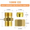 GASHER 10PCS Brass Compression Tube Pipe Fitting, 10mm OD x