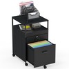 SHW Box File Rolling Mobile Cabinet with Open Shelf and