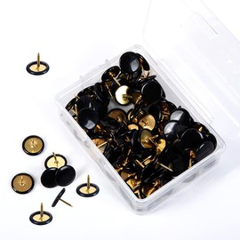SGERUFZ 100 Supertool Reißzwecken, Pinnnadeln, Kartennadeln, mit Kunststoffköpfen und Stahlpunkten, für Korktafel, dekorative Pinnwand, Bürokarte (10 x 10 mm) (Schwarz)