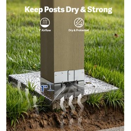 vikofan 6 Pack 6x6 Post Base for Concrete, Actual 5.5"x5.5" Wood, Heavy Duty Electro-Galvanized Brackets for Pergola, Deck, Fence, DIY Bolt-Down Anchors
