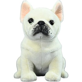 Realistic French Bulldog Plush - 9.1'' White Bulldog Stuffed Animal - Plushy and Squishy Pillow - Cute Dog Puppy Animal Plushie