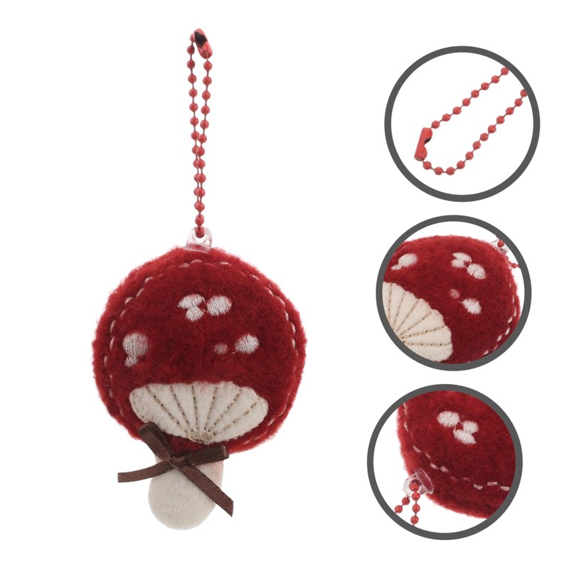 FUNOMOCYA Handmade Mushroom Charm Plush Keychain Decor Car Key Pendant