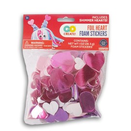 Foil Heart Foam Stickers for Valentines, Scrapbook, Cardmaking, and More - 1 Oz