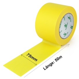 BOMEI PACK Yellow 75mm x 50m Multi-Surface Masking Tape for Painting, Painter's Tape, 1 Roll 75mm Wide Painter's Masking Tape