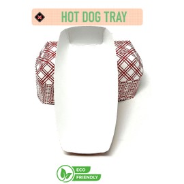 Mr Miracle 7 Inch Paper Hot Dog Tray in Red White Pattern. Pack of 25. Disposable, Recyclable and Fully Biodegradable. Made in USA