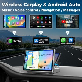 JATAZA 7" Wireless Apple CarPlay Android Auto Screen for Car - 4K Dash Cam, GPS Navigation, HD Touchscreen, AirPlay, 1080P Backup Camera, Car Stereo