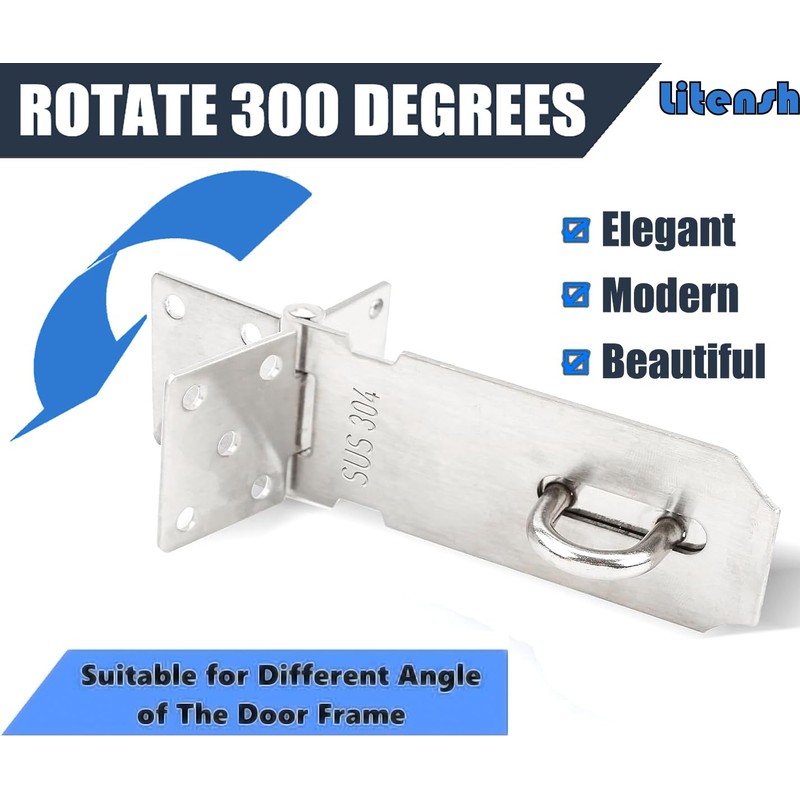 Litensh 4 Inch Stainless Steel Door Locks Hasp Latch with