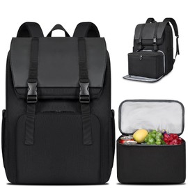 BERTASCHE Lunch Backpack, Laptop Backpack 17.3 inch w/Insulated Cooler Lunch box for Men Women, Vintage Work Backpack for College Business Commuter Travel