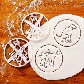 Set of 2 Dog Signs Cookie Cutters (Dog Pooping and Dog Peeing), 2 Pieces - Bakerlogy