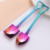 10pack Rainbow Shovel Spoons,Small Shovel Shape Stainless Steel Dessert Fruit