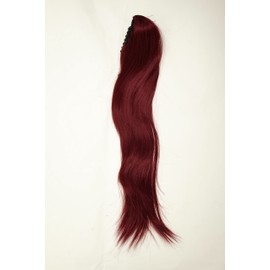 WIG ME UP - WK06-39 Hairpiece Voluminous Smooth Falling Ponytail Mini Butterfly Clip Elastic Band Approx. 60 cm Garnet Red