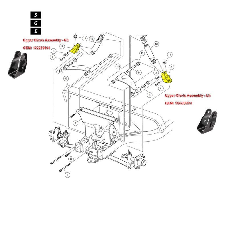 Golf Cart Upper Clevis Assembly for Club Car Precedent 2004-Up