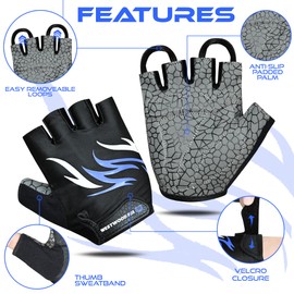WESTWOOD FOX Cycling Gloves for Men Women–Anti-Slip Padded Half Finger Bike Gloves,Breathable,Lightweight,Shock Absorbing Palm Grip,Comfortable MTB BMX Road Riding Gloves (Blue, M)