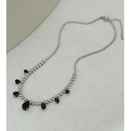 Vetieeimo Cubic Zirconia Crystal Tennis Teardrop Choker Necklace for Bridesmaid Wedding Prom Party Birthdays, Gold Plated, Cubic Zirconia