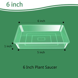 HQAUT Square Clear Plant Saucers 16/14/12/10/8/6/4 Inch, 5 Pack Pant Pot Trays, Durable Plastic Water Catcher Trays for Planter Pots, Flower Plant Drip Trays for Indoor & Outdoor Plants