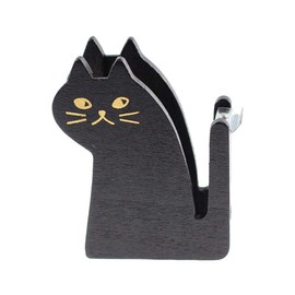 Cute Cat Tape Dispenser,Vintage Wooden Kitty Tape Cutter with 1 Roll Tape for Home Office Desktop Accessory (Black)