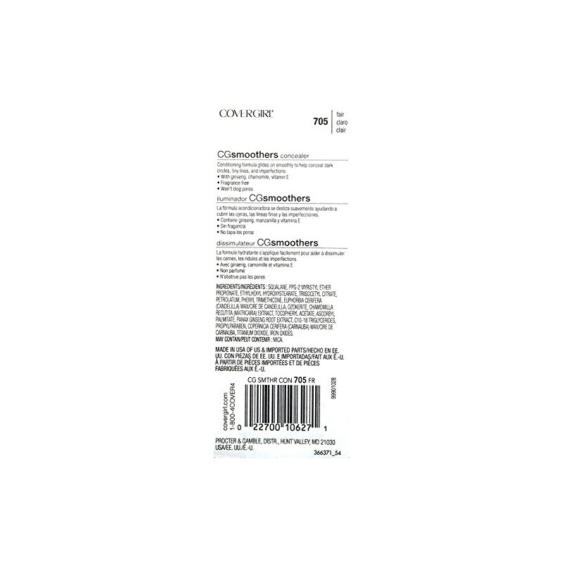 CoverGirl Smoothers Concealer, Fair [705], 0.14 oz (Pack of 2)