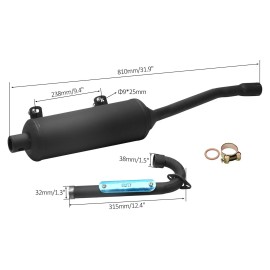Unbranded 38mm Exhaust Pipe Muffler fo 125cc 150cc 200cc 4 Wheeler Chinese ATV Quad Gokart