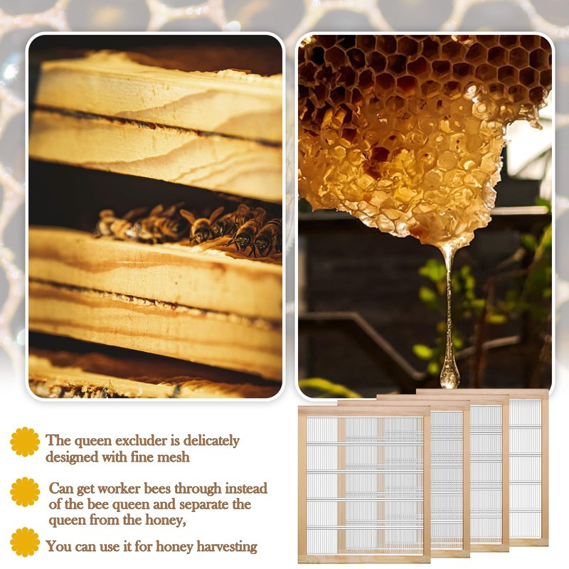 Gisafai 4 Pack 10 Frame Wooden Bound Metal Queen Excluder