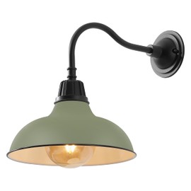 JONATHAN Y JYL7613I Aurora 12.25" 1-Light Farmhouse Industrial Indoor/Outdoor Iron LED Gooseneck Arm Outdoor Sconce for Entryway Lobby Kitchen Bathroom Bedroom Living Room Hallway, Matte Olive Green