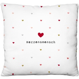 Gruss & CO Plush Cushion with Heart Person Motif, Decorative Cushion with Reversible Motif, 25 cm x 25 cm, 100% Polyester, Gift, Valentine's Day, Decorative Item 73798