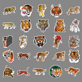 50pcs Tiger Stickers Laptop Skateboard Water Bottle Guitar for Kids Girls Teens and Adults Decal Decor,Cute Animal Stikers