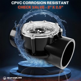 Swimables 2 Inch Straight Check Valve - High Volume Water Flow with See-Through Cover - Fits 2 Inch PVC 180 Degree Check Valve, Straight Check Valves, Spa Check Valves Replacement