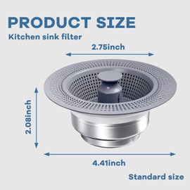 Drain Strainer for Sink Strainer Kitchen Sink Stainless Steel Kitchen Drain Sink Strainer